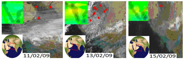 . 15.          681hPa: ()  11.02.2009; ()  13.02.2009; ()  16.02.2009