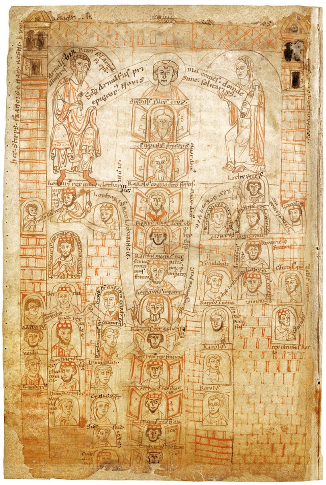 Родословное древо Каролингов. Миниатюра из рукописи XII века