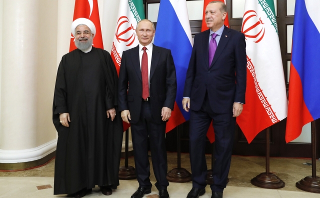 Встреча Владимира Путина с Президентом Ирана Хасаном Рухани и Президентом Турции Реджепом Тайипом Эрдоганом 