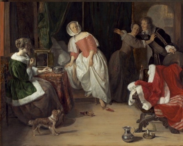 Габриель Метсю. Незваный гость. Около 1660