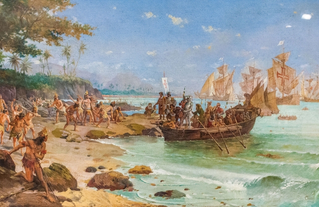 Изображение первой высадки Кабрала на острове Истинного Креста (нынешняя Бразилия)