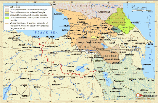 Карта армении 1918 года