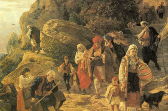 Урош Предич. Беженцы из Герцеговины. 1889