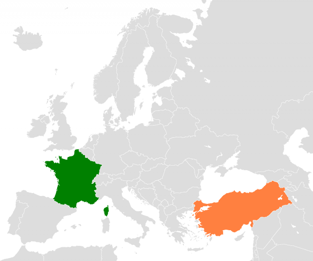 Франция и Турция на карте Европы