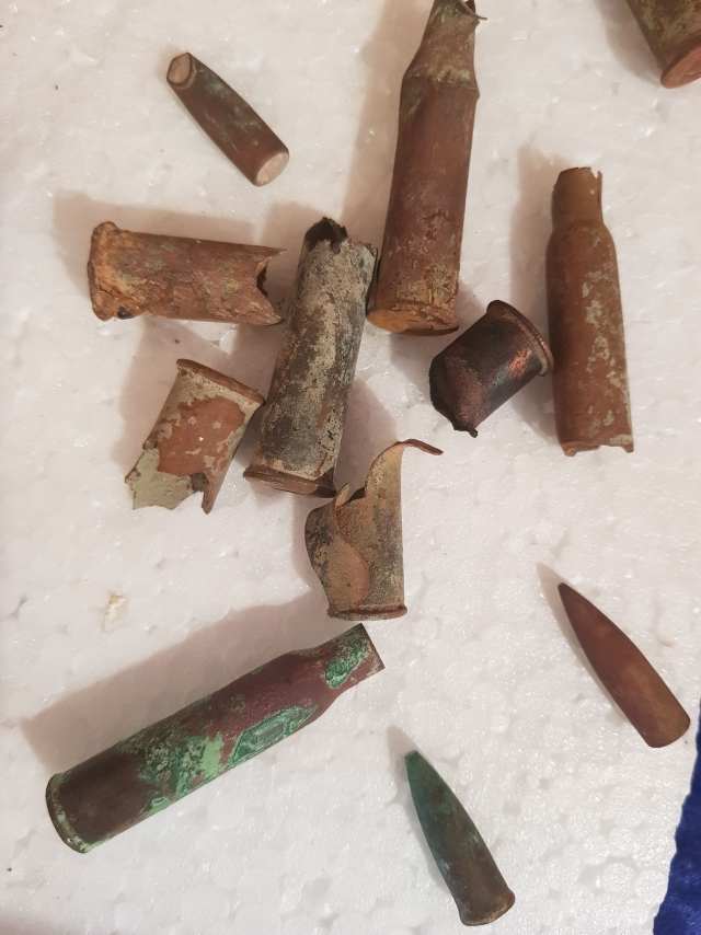 Гильзы и пули найденные на месте боев в декабре 1918 года в Карпогорах. Село Карпогоры, семейный музей ул Авиаторов 11
