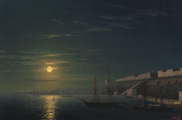 Вид Одессы в лунную ночь. Иван Айвазовский. 1861