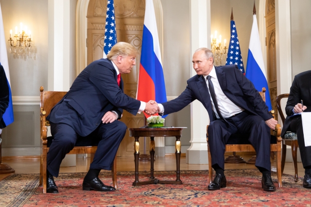 Дональд Трамп и Владимир Путин. Хельсинки. 2018