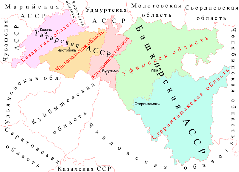 Карта башкирии и татарии