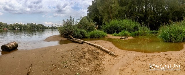 Конец пути: в этом месте река Гнилуша впадает в Москва-реку 