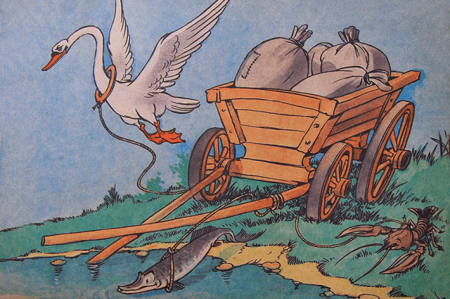 Лебедь, рак и щука. Иллюстрация к одноимённой басне И. А. Крылова