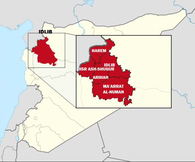 Провинция Идлиб на карте Сирии 