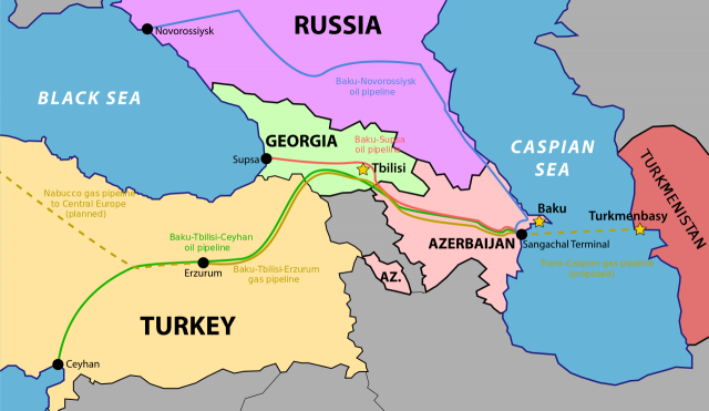Карта существующих и проектируемых нефте8209; и газопроводов, проходящих через Баку 