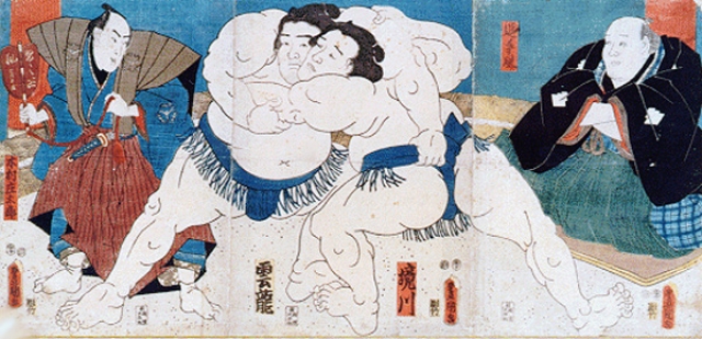 Утагава Кунисада. Борцы сумо. 1851