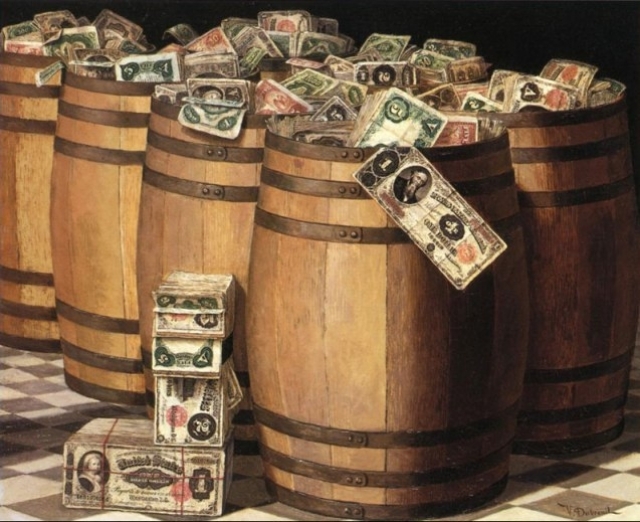 Виктор Дубрей. Бочки с деньгами.1897