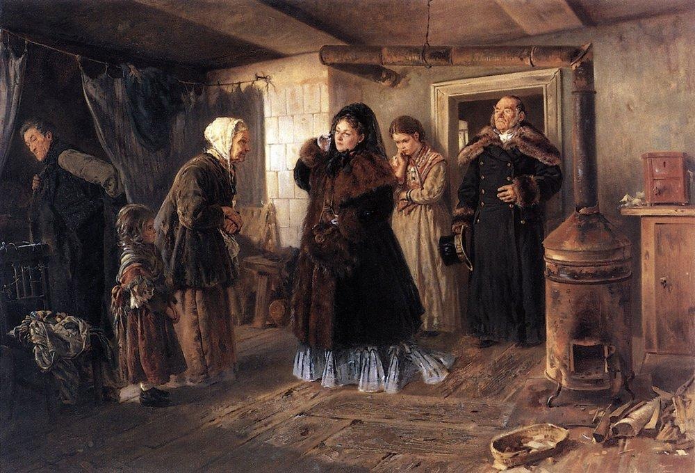 Константин Маковский. Посещение бедных. 1874