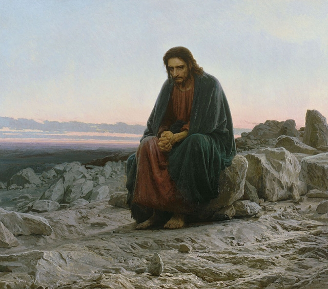 Иван Крамской. Христос в путсыне. 1872