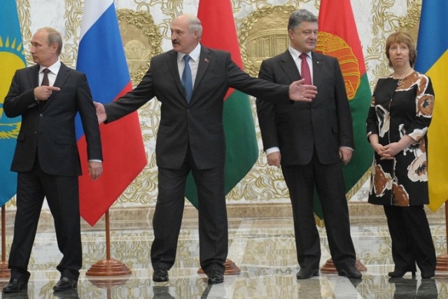 Путин, Лукашенко и Порошенко. 2014 год 