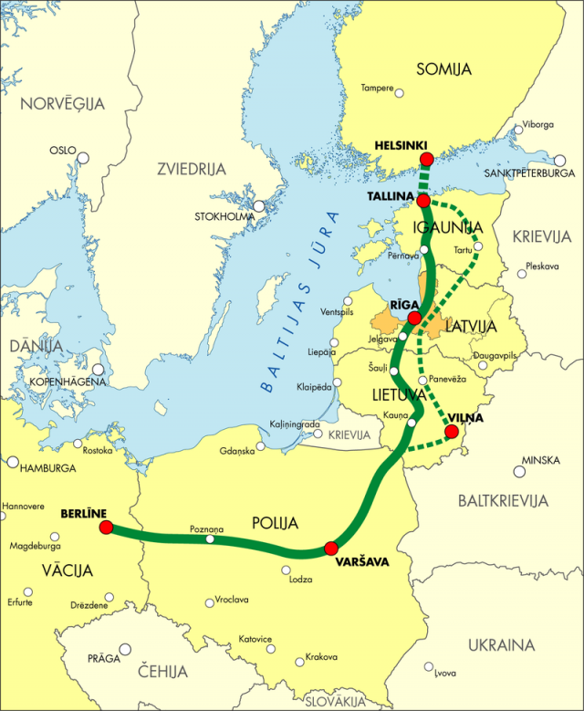 Тоннель между Хельсинки и Таллином по проекту соединяется с железнодорожной магистралью Rail Baltica 