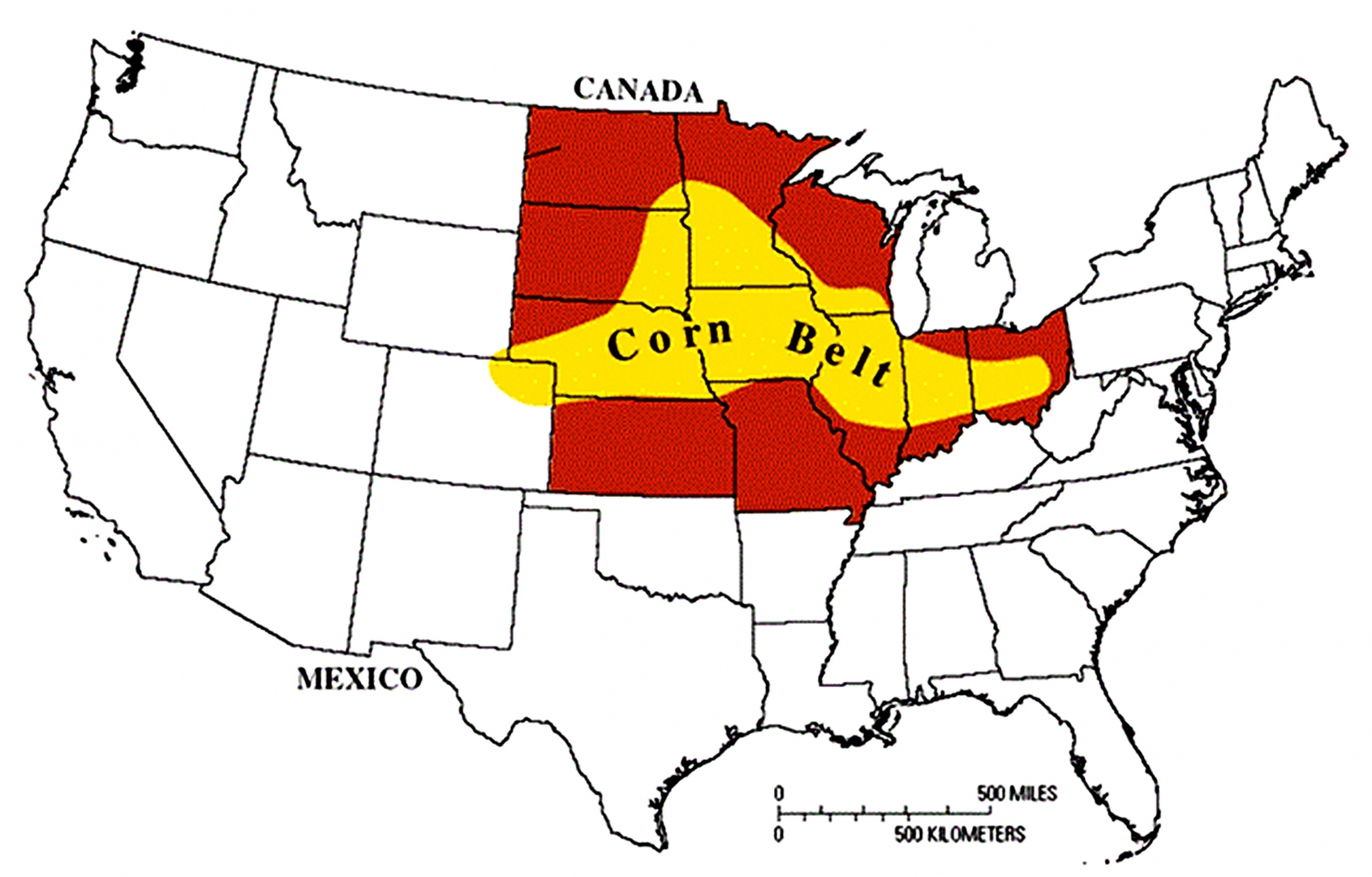 Средний запад карта