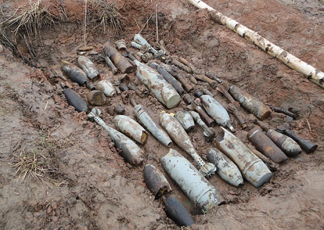 В Перми при проведении раскопок обнаружены десятки артиллерийских снарядов