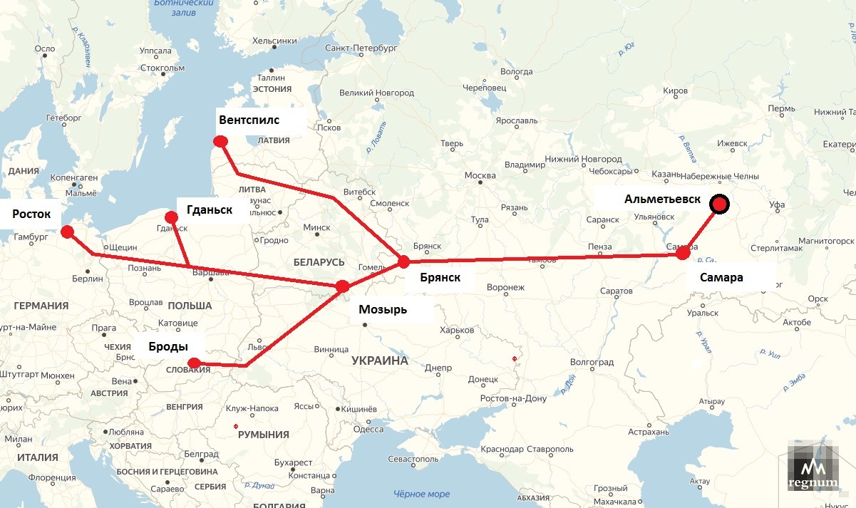 Карта прохождения газопровода дружба