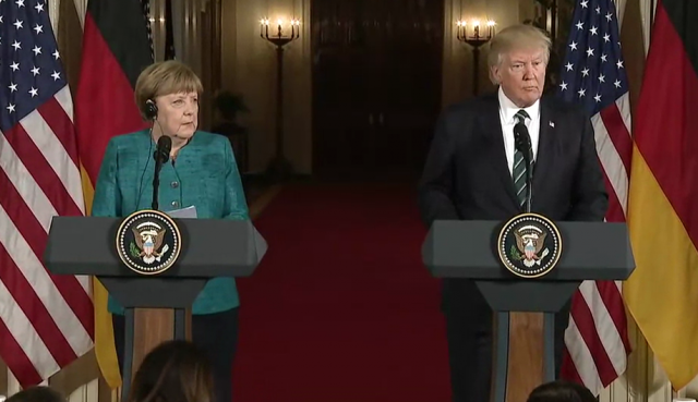 Совместная конференция Ангелы Меркель и Дональда Трампа. Белый Дом. Вашингтон. 2017 