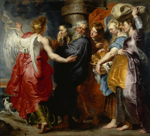 Питер Пауль Рубенс. Лот со своей семьёй покидает Содом. 1615