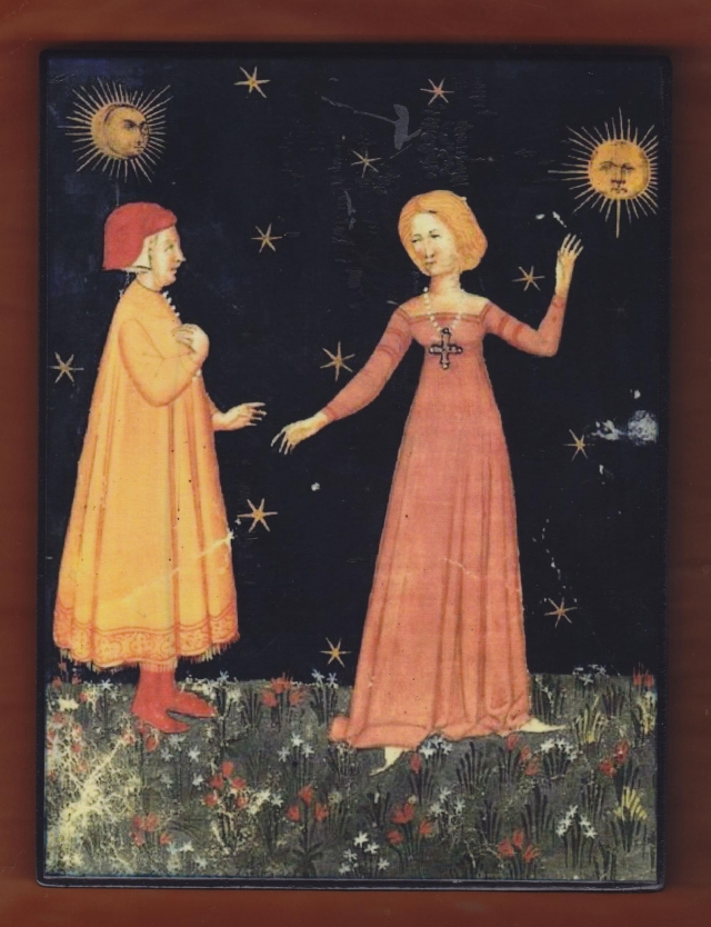 Данте и Беатриче. Миниатюра XV века