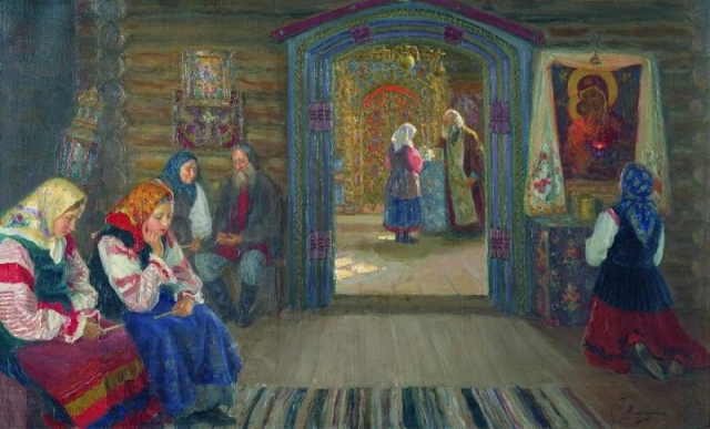 Сергей Милорадович. У исповеди. 1913