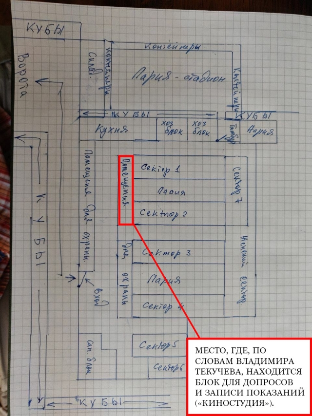 План тюрьмы «Митига», нарисованный Владимиром Текучевым