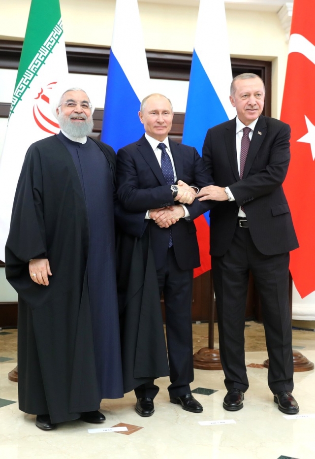 Хасан Рухани, Владимир Путин и Реджеп Тайип Эрдоган 