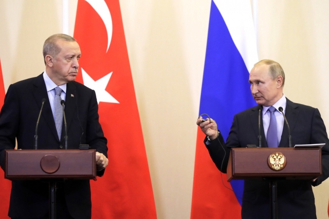 Заявления для прессы по итогам российско-турецких переговоров. Владимир Путин и Реджеп Тайип Эрдоган 