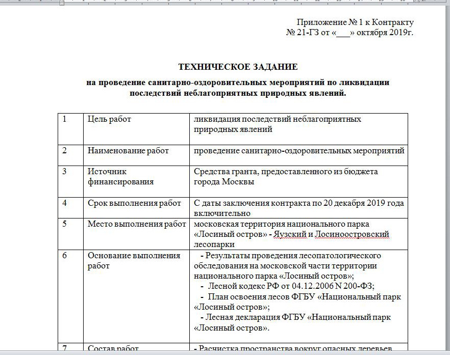 Техническое задание проект освоения лесов