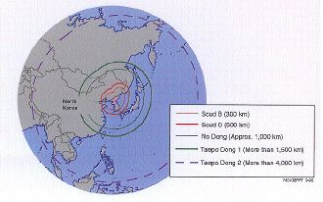 Охват части восточного полушария корейским ракетно-ядерным арсеналом