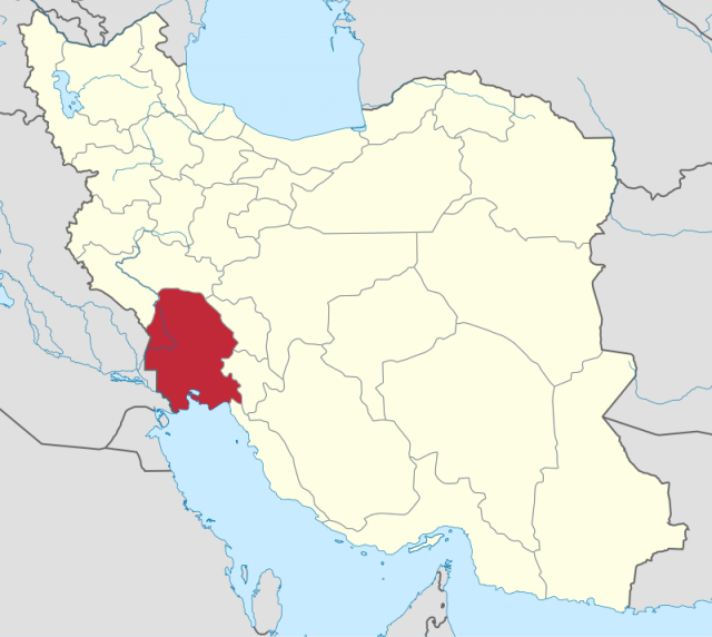 Провинция Хузестан на карте Ирана 
