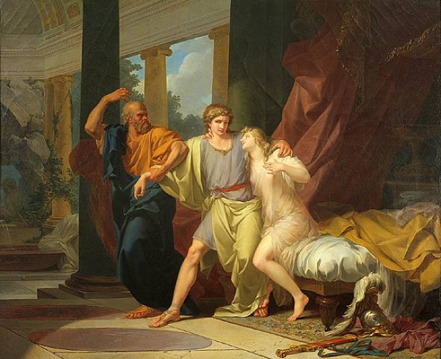 Жан-Батист Рагно. Сократ, уводящий Алквиада с ложа женщины. 1791