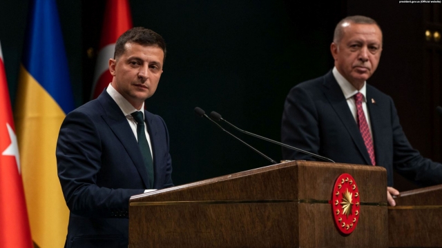 Президент Украины Владимир Зеленский и президент Турецкой Республики Реджеп Тайип Эрдоган. 2019