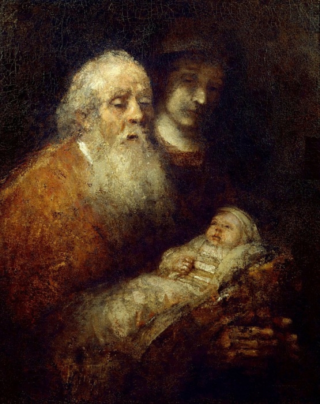 Рембрандт Харменс ван Рейн. Симеон с младенцем Иисусом в храме 1669 