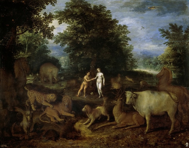 Ян Брейгель Младший. Адам и Ева в раю. 1618