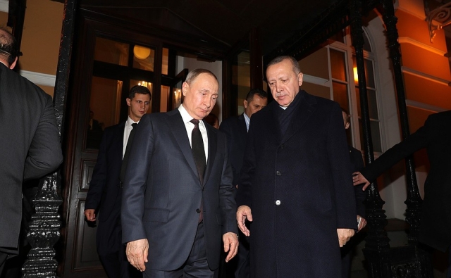 Владимир Путин и Реджеп Тайип Эрдоган по завершении российско-турецких переговоров