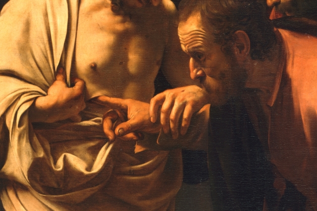 Караваджо. Неверие апостола Фомы (фрагмент). 1603