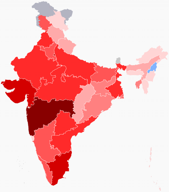 Подтверждённые случаи заражения в Индии