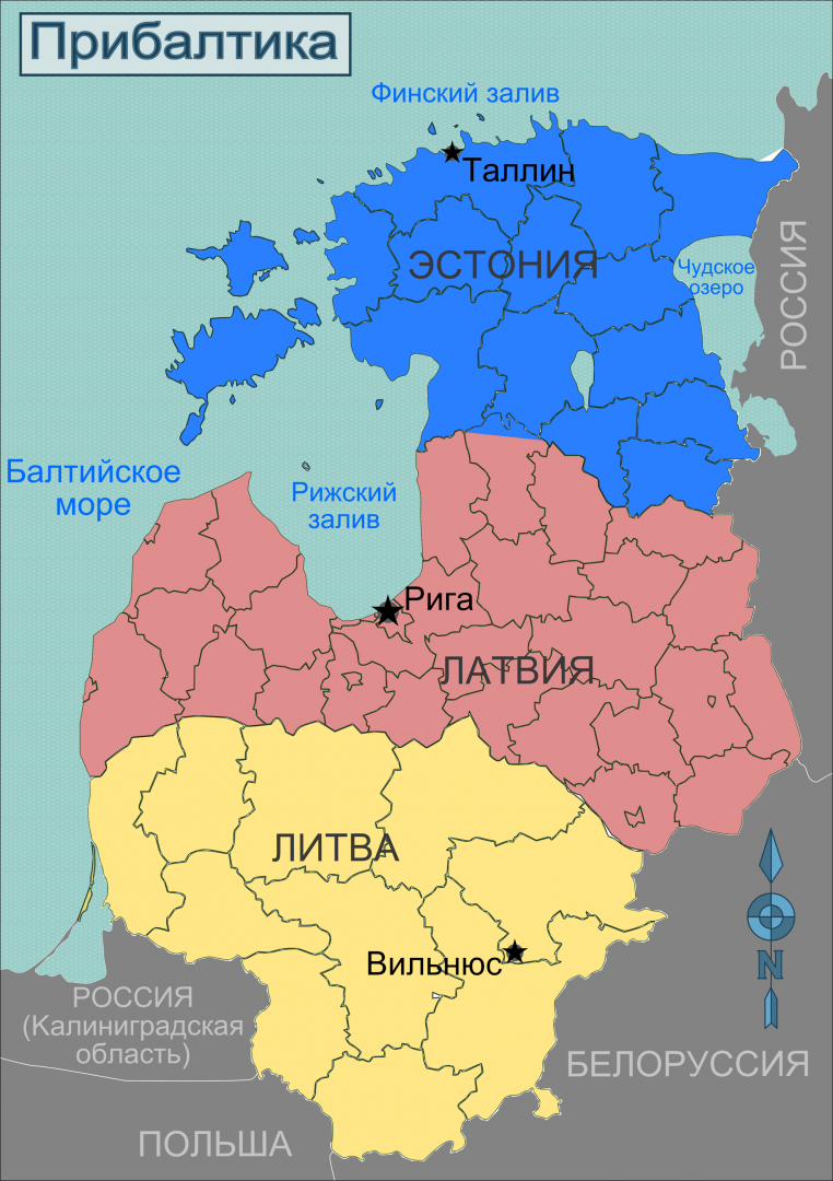 Карта прибалтики и россии