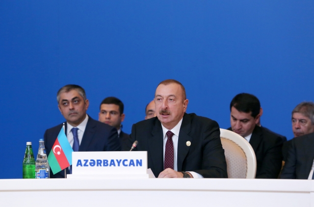 Выступление Ильхама Алиева на VII саммите Совета сотрудничества тюркоязычных государств (Тюркский Совет). 15 октября 2019 года, Баку