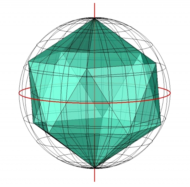 Рис. 33. Проекция икосаэдра на земную поверхность