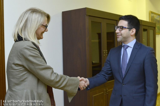 Министр Юстиции Армении Рустам Бадасян и Дебора Гризер 