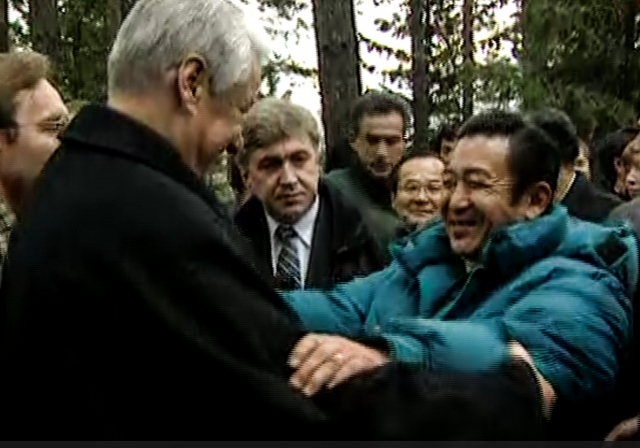 Reunião não oficial entre o presidente russo Boris Yeltsin e o primeiro-ministro japonês Ryutaro Hashimoto.  1997. Krasnoyarsk