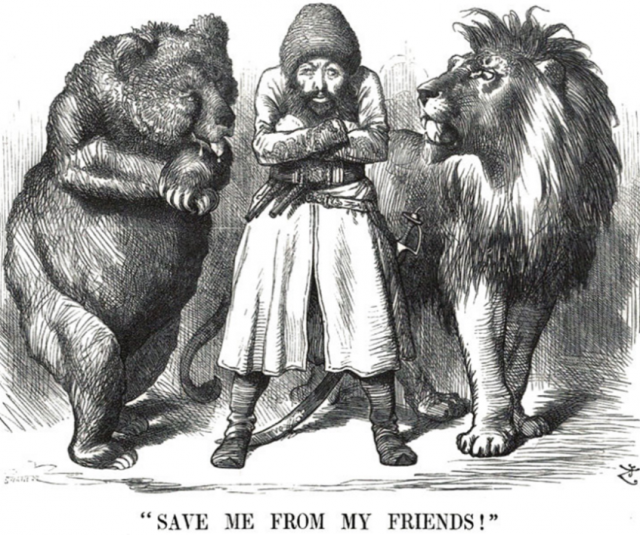 «Спасите меня от моих друзей». Афганский эмир Шир-Али между Россией (медведь) и Англией (лев)