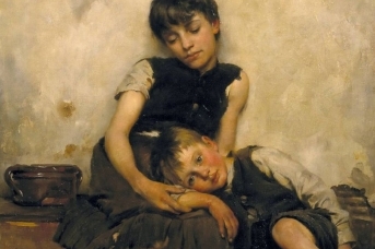 Томас Бенджамин Кеннингтон. Сироты (фрагмент). 1885