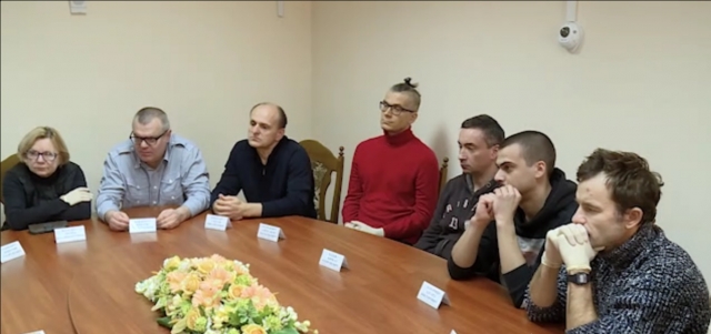 Представители  белорусской оппозиции во время встречи с Александром  Лукашенко в СИЗО. 10 октября 2020